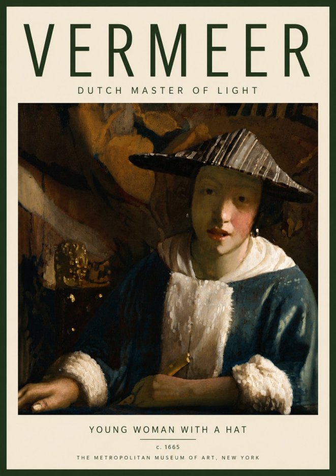 Vermeer Young Woman with a Hat No6 - Plakát