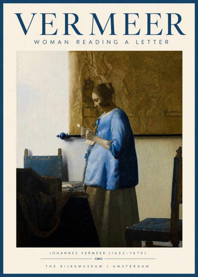 Vermeer Woman Reading a Letter No3 - Plakát