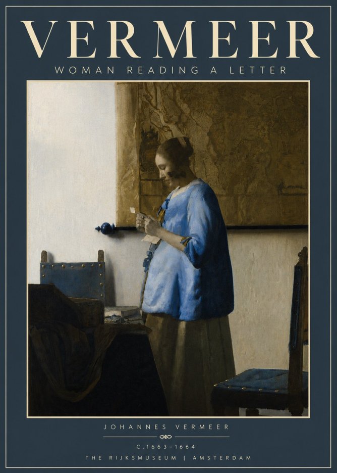 Vermeer Woman Reading a Letter No4 - Plakát