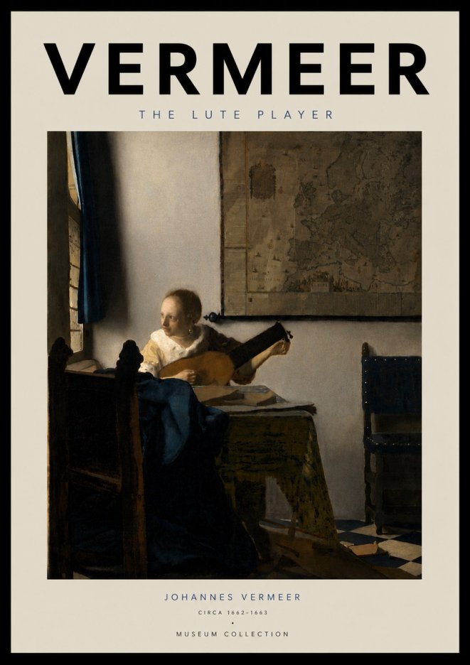 Vermeer The Lute Player No5 - Plakát