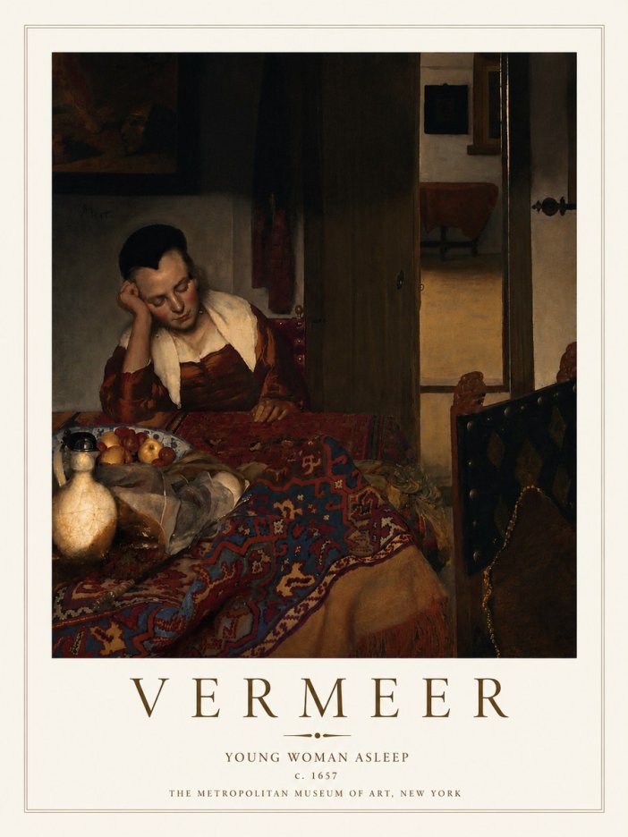 Vermeer Young Woman Asleep No4 - Plakát
