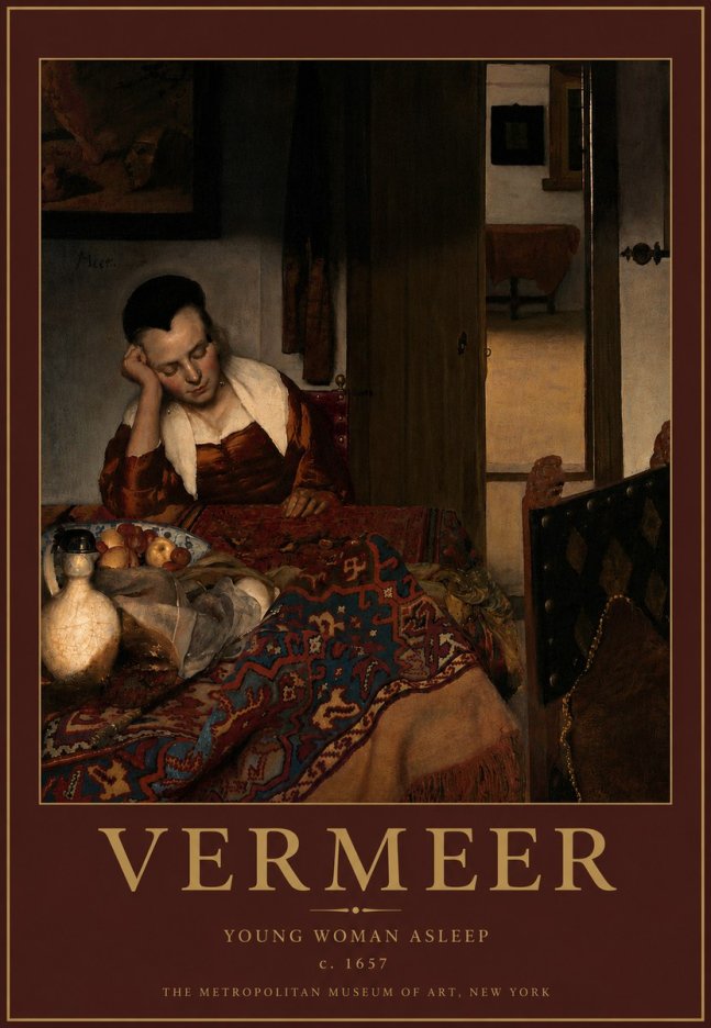 Vermeer Young Woman Asleep No5 - Plakát