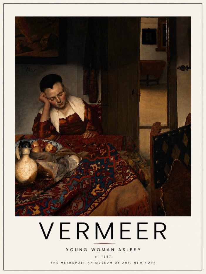 Vermeer Young Woman Asleep No6 - Plakát