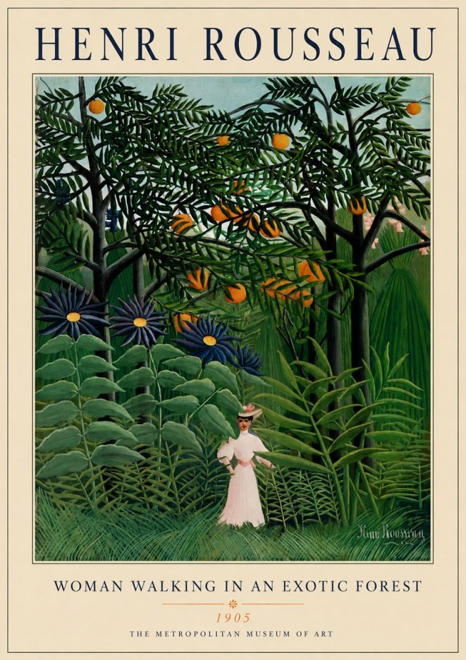 Rousseau Woman Walking in an Exotic Forest No4 - Plakát