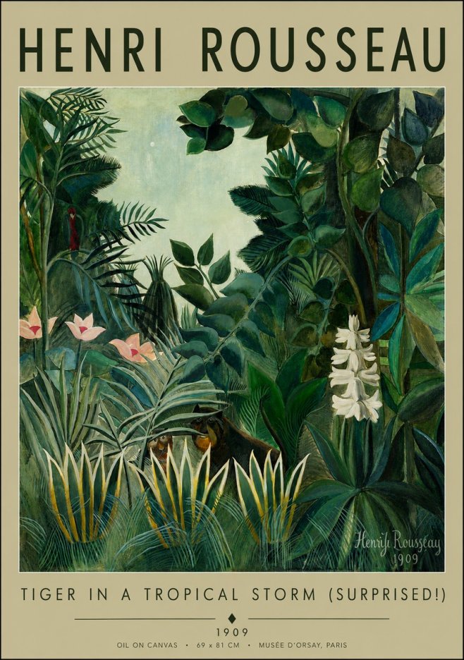 Rousseau Tiger in a Tropical Storm (Surprised!) No2 - Plakát