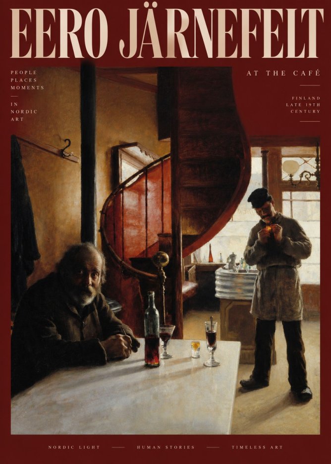 Eero Järnefelt Interior with Two Men No3 - Plakát
