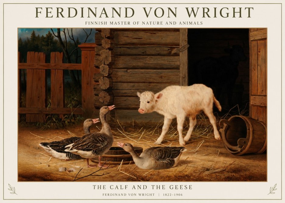 Ferdinand von Wright The Calf and the Geese No1 - Plakát