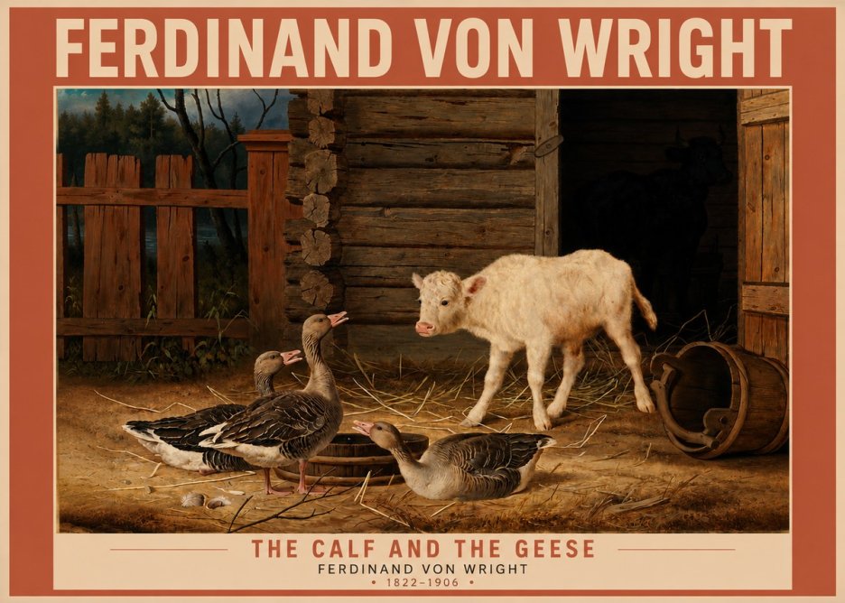 Ferdinand von Wright The Calf and the Geese No3 - Plakát