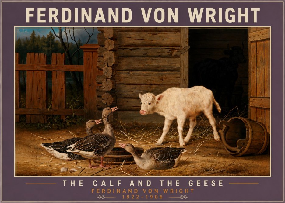 Ferdinand von Wright The Calf and the Geese No6 - Plakát