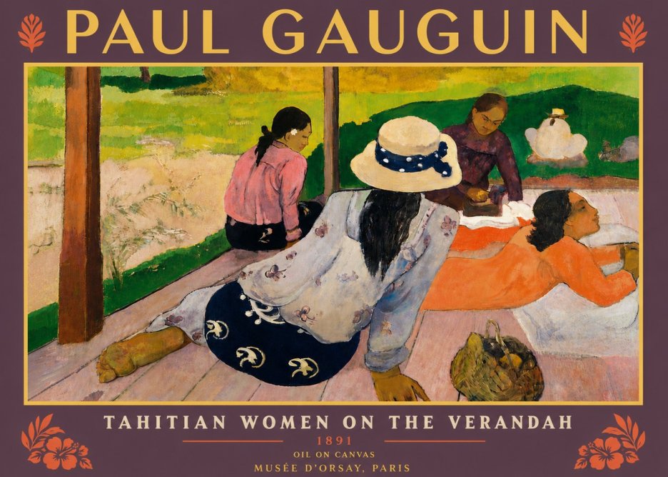 Paul Gauguin Tahitian Women on the Verandah No5 - Plakát