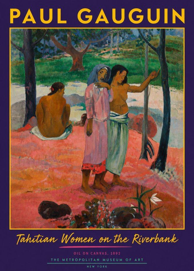 Paul Gauguin Tahitian Women on the Riverbank No2 - Plakát