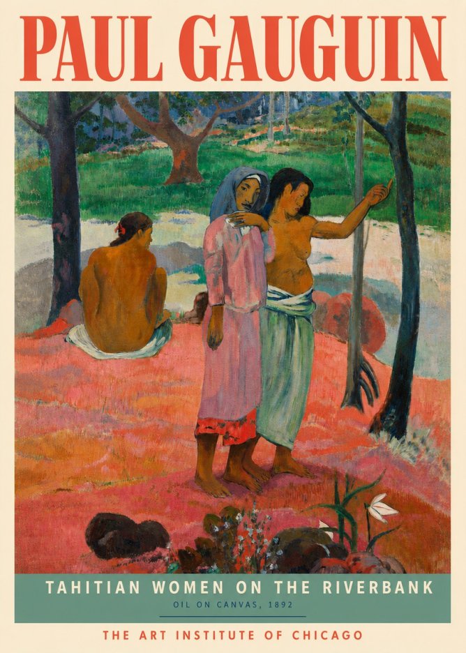 Paul Gauguin Tahitian Women on the Riverbank No3 - Plakát