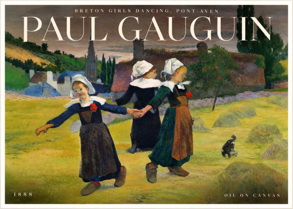 Paul Gauguin Breton Girls Dancing, Pont-aven No6 - Plakát