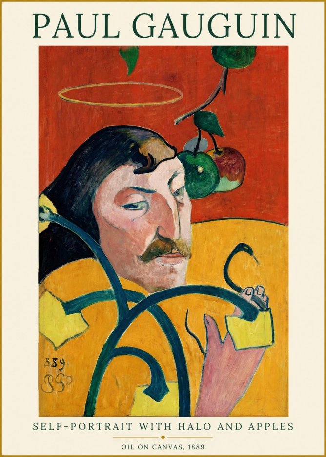 Paul Gauguin Self-portrait with Halo and Apples No1 - Plakát