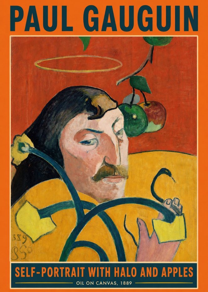 Paul Gauguin Self-portrait with Halo and Apples No2 - Plakát