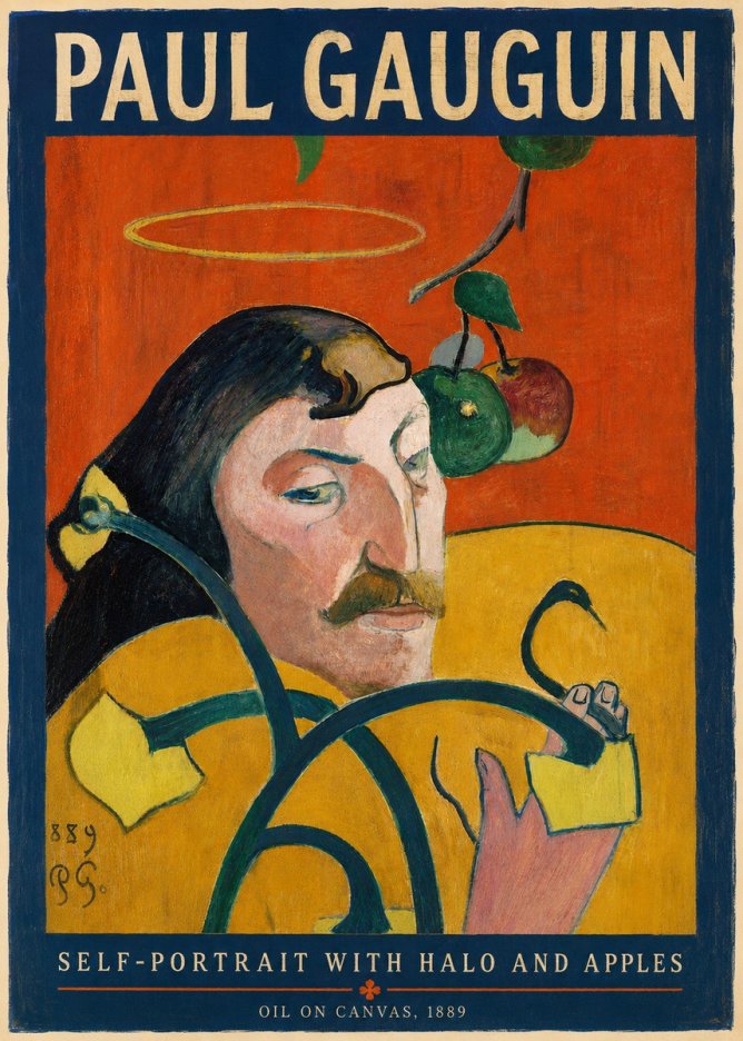 Paul Gauguin Self-portrait with Halo and Apples No4 - Plakát