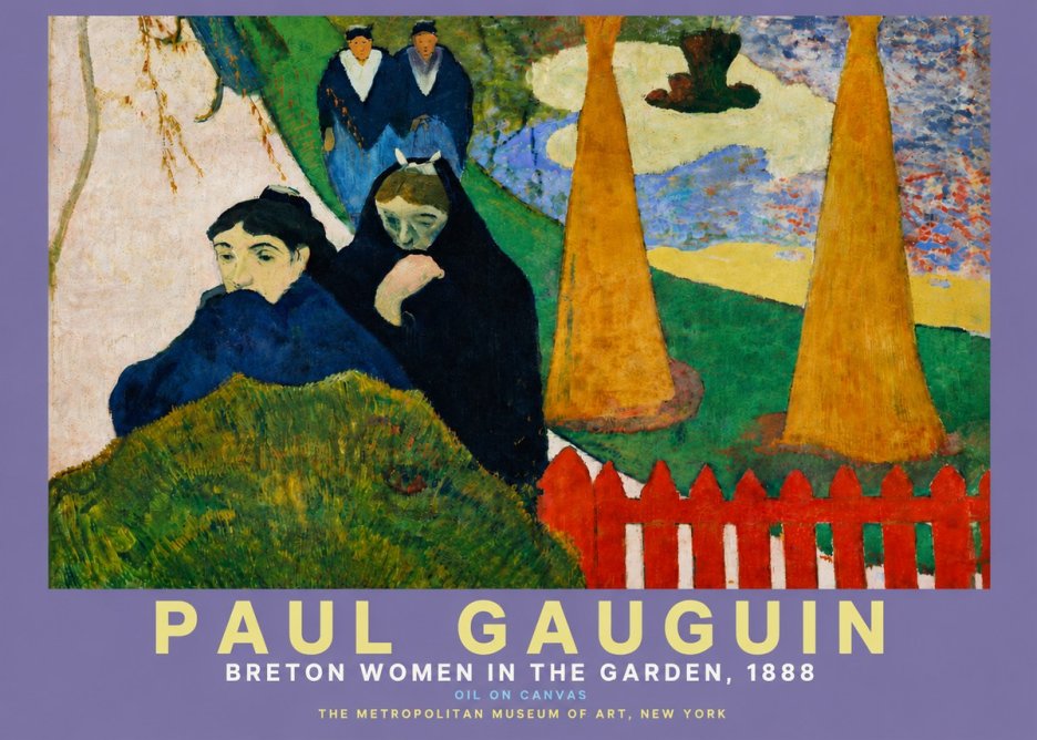 Paul Gauguin Breton Women in the Garden, 1888 No4 - Plakát