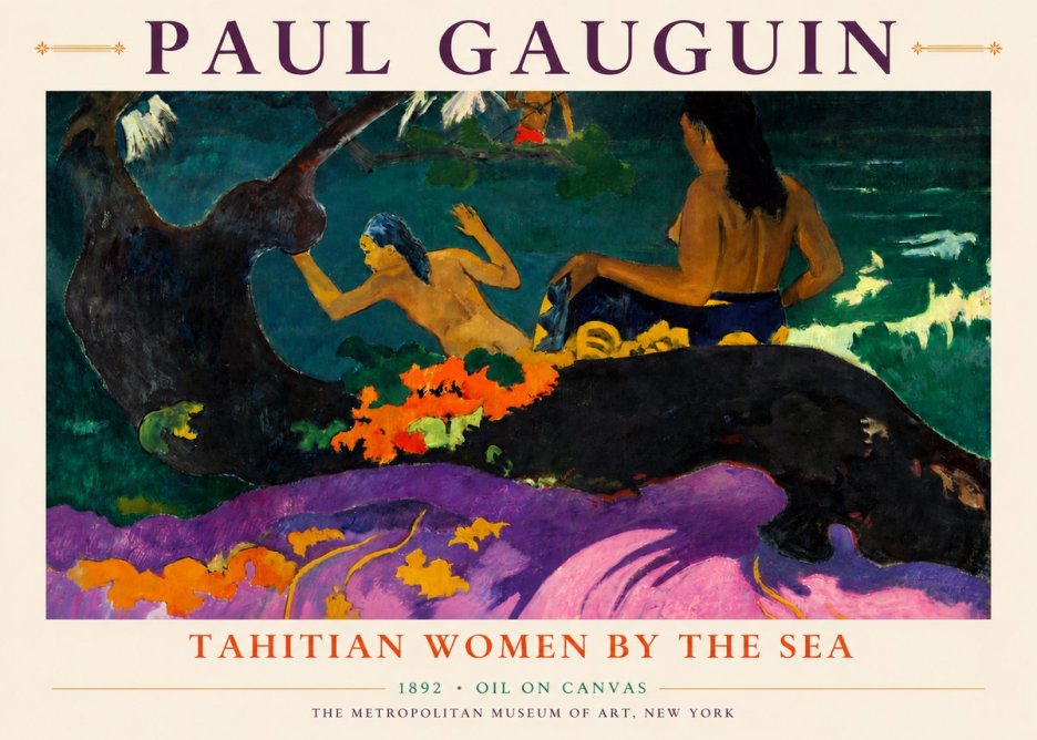 Paul Gauguin Tahitian Women by the Sea No4 - Plakát
