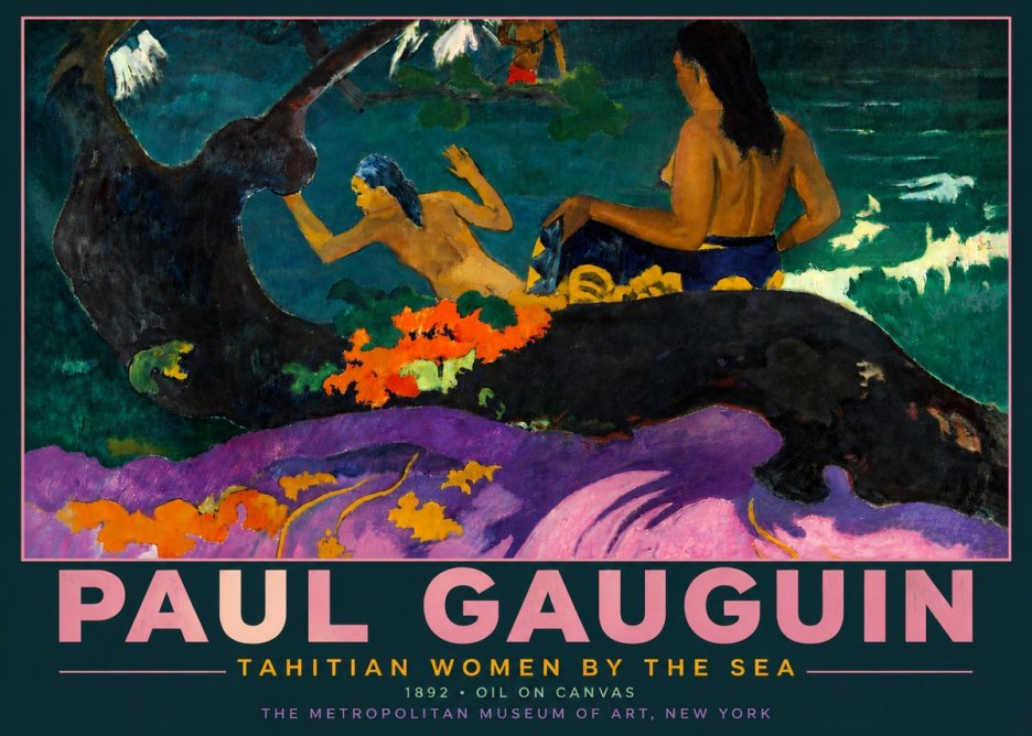 Paul Gauguin Tahitian Women by the Sea No5 - Plakát