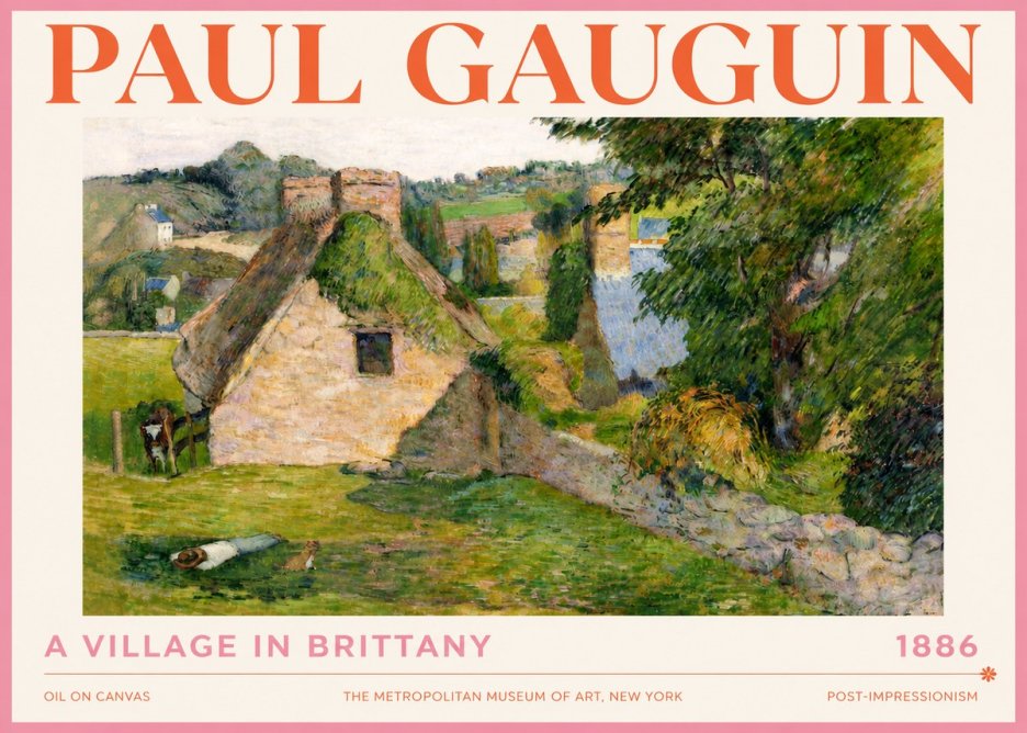 Paul Gauguin A Village in Brittany No4 - Plakát