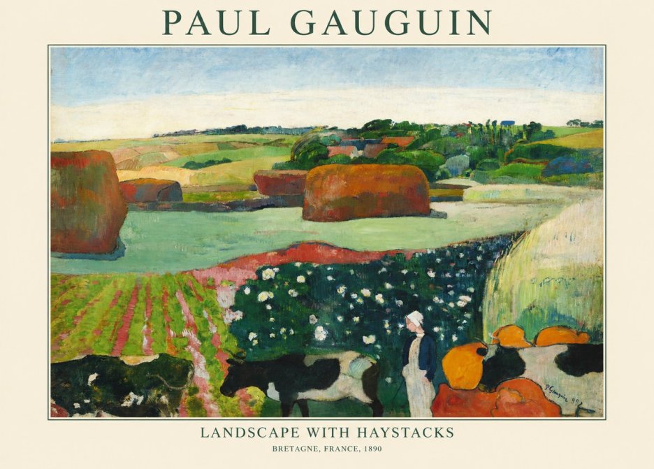 Paul Gauguin Landscape with Haystacks No1 - Plakát