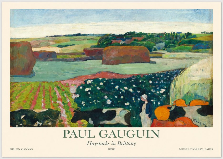 Paul Gauguin Landscape with Haystacks No5 - Plakát