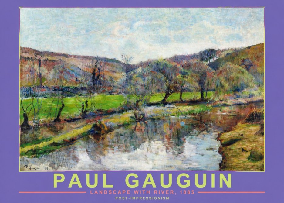 Paul Gauguin Landscape with River, 1885 No2 - Plakát