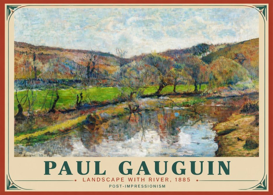 Paul Gauguin Landscape with River, 1885 No4 - Plakát