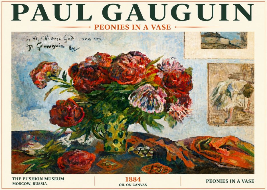 Paul Gauguin Peonies in a Vase No6 - Plakát