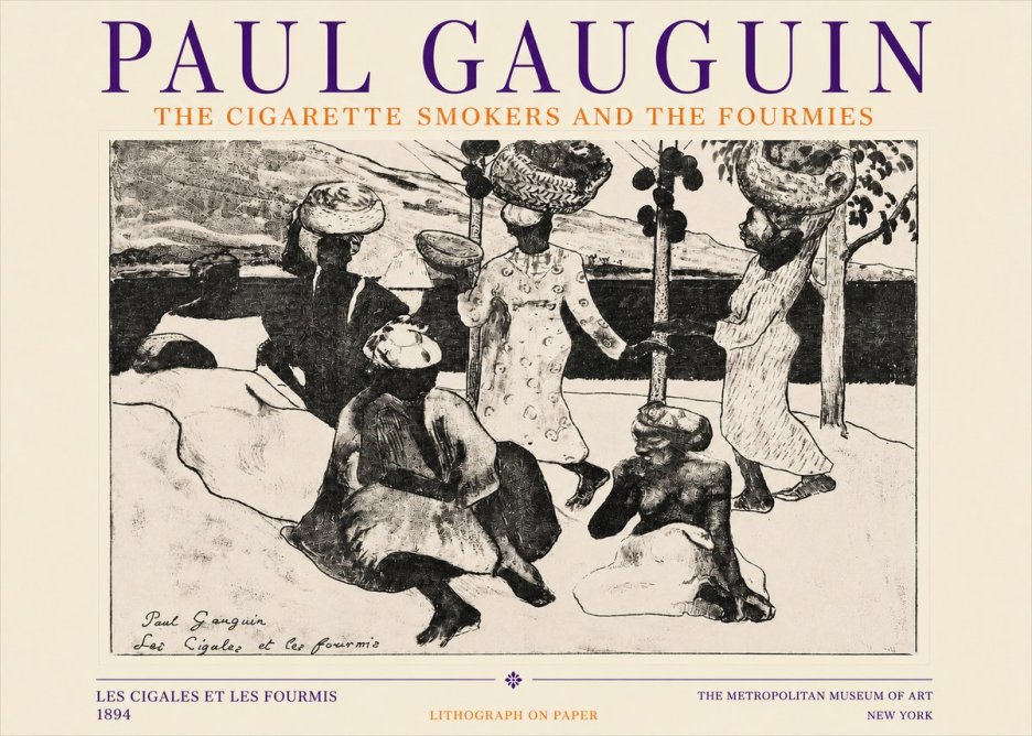 Paul Gauguin The Cigarette Smokers and the Fourmies No3 - Plakát