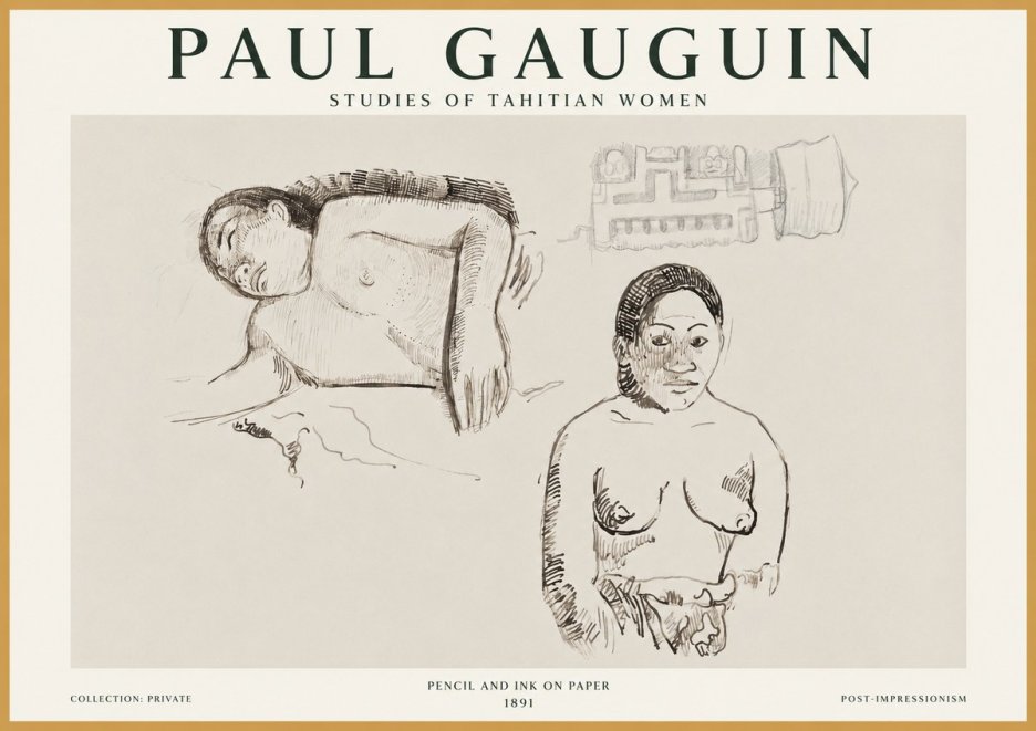 Paul Gauguin Studies of Tahitian Women No1 - Plakát