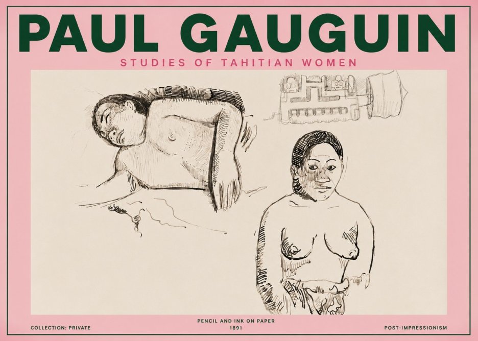 Paul Gauguin Studies of Tahitian Women No3 - Plakát