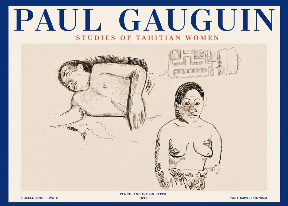 Paul Gauguin Studies of Tahitian Women No4 - Plakát