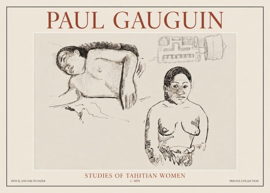 Paul Gauguin Studies of Tahitian Women No6 - Plakát