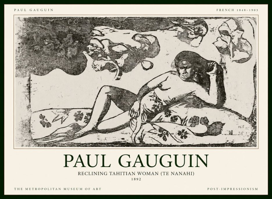 Paul Gauguin Reclining Tahitian Woman (Te Nanahi) No1 - Plakát