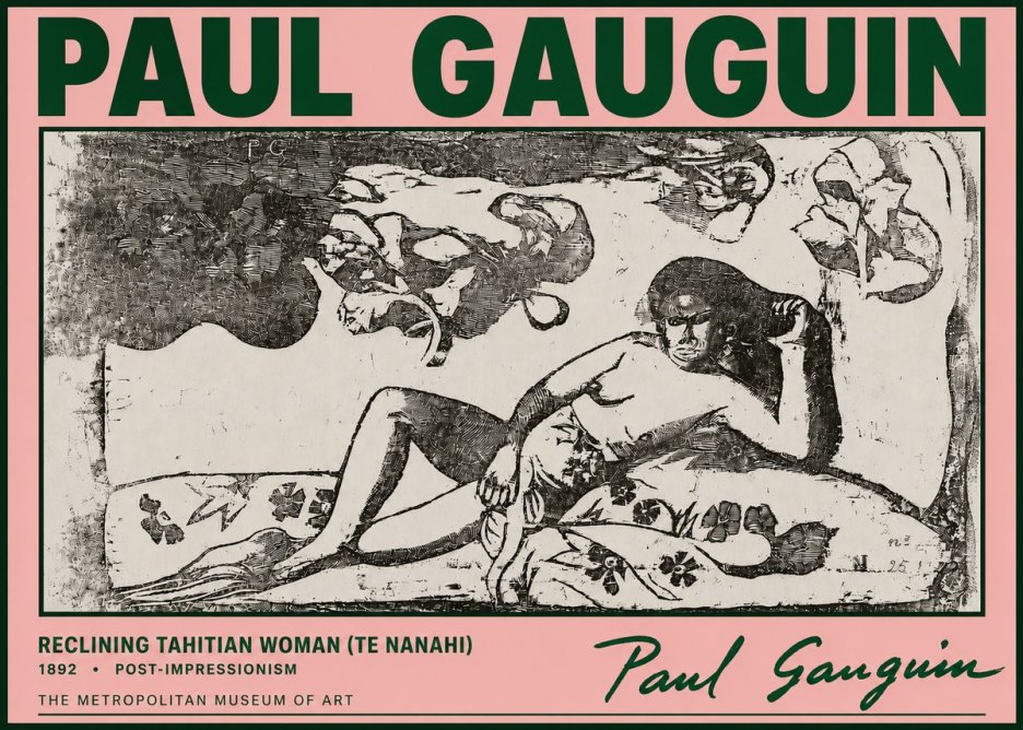 Paul Gauguin Reclining Tahitian Woman (Te Nanahi) No4 - Plakát