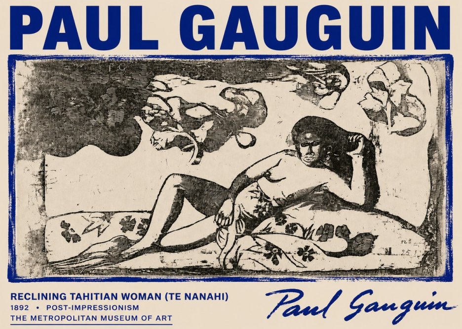 Paul Gauguin Reclining Tahitian Woman (Te Nanahi) No6 - Plakát