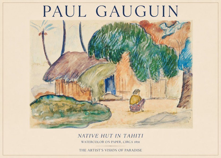 Paul Gauguin Native Hut in Tahiti No1 - Plakát
