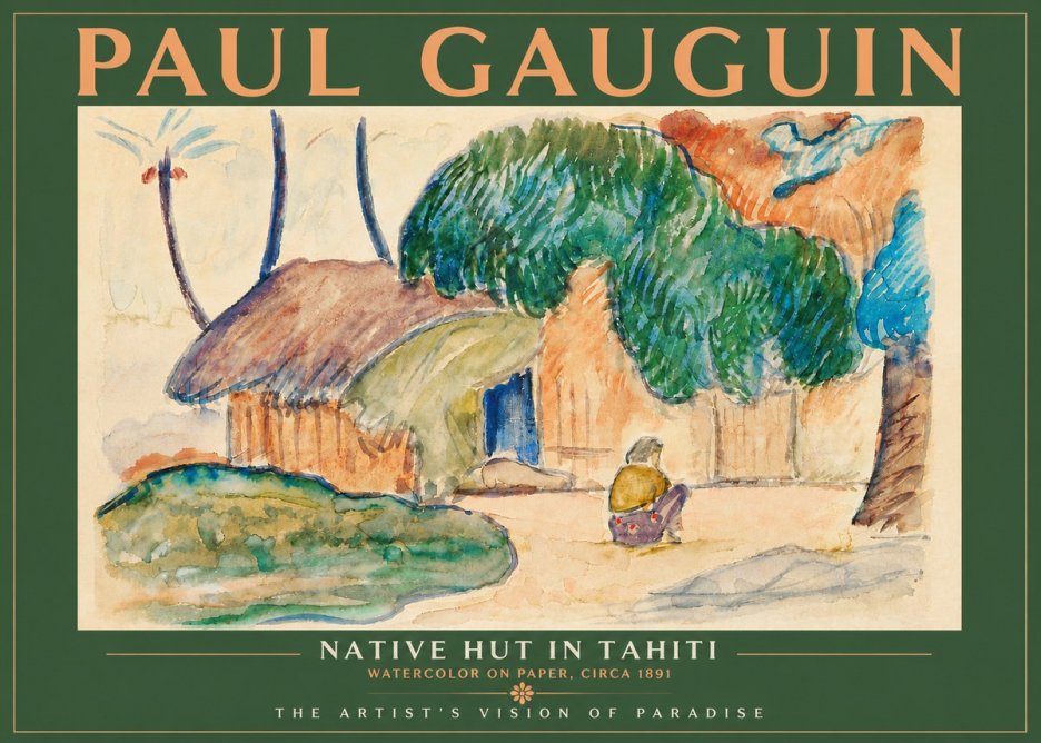 Paul Gauguin Native Hut in Tahiti No4 - Plakát