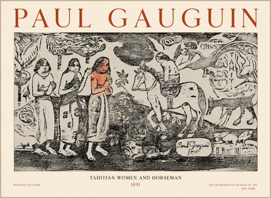 Paul Gauguin Tahitian Women and Horseman No1 - Plakát