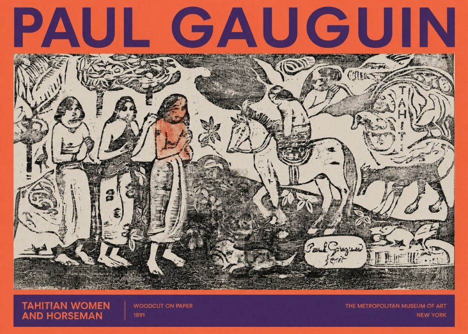 Paul Gauguin Tahitian Women and Horseman No2 - Plakát