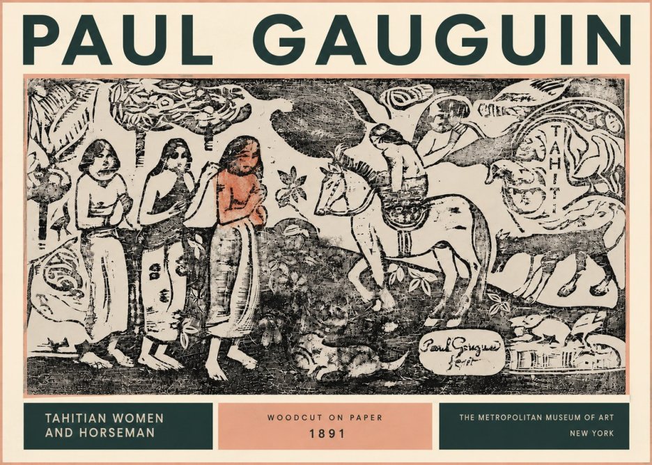 Paul Gauguin Tahitian Women and Horseman No4 - Plakát
