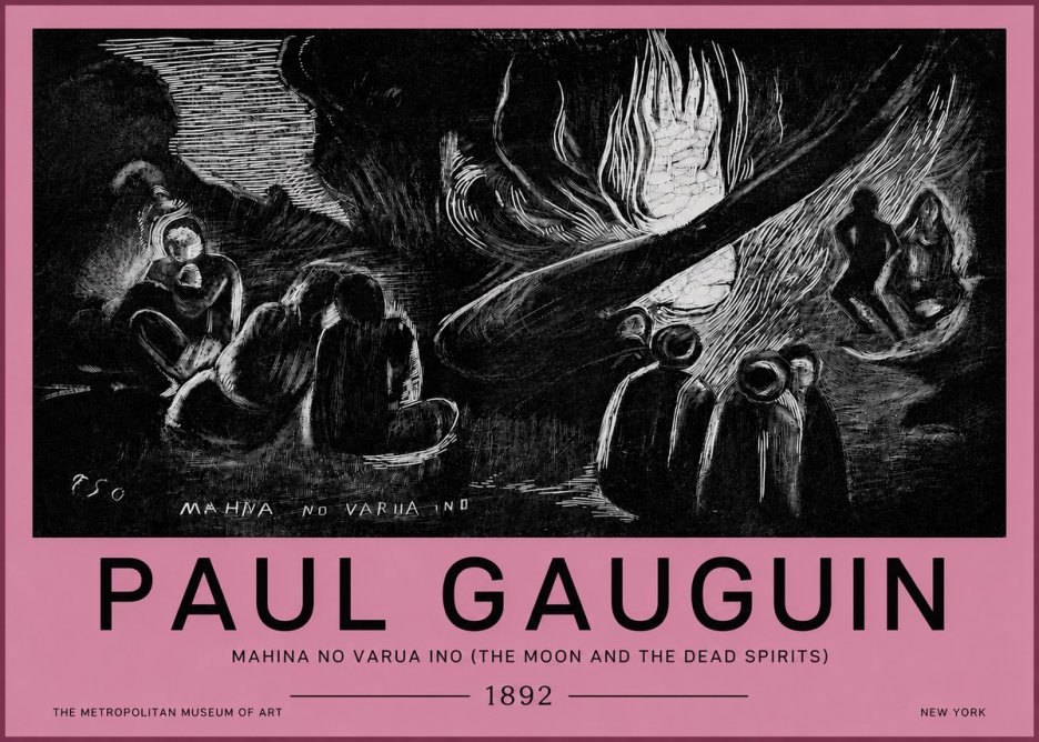 Paul Gauguin Mahina No Varua Ino (the Moon and the Dead Spirits) No4 - Plakát