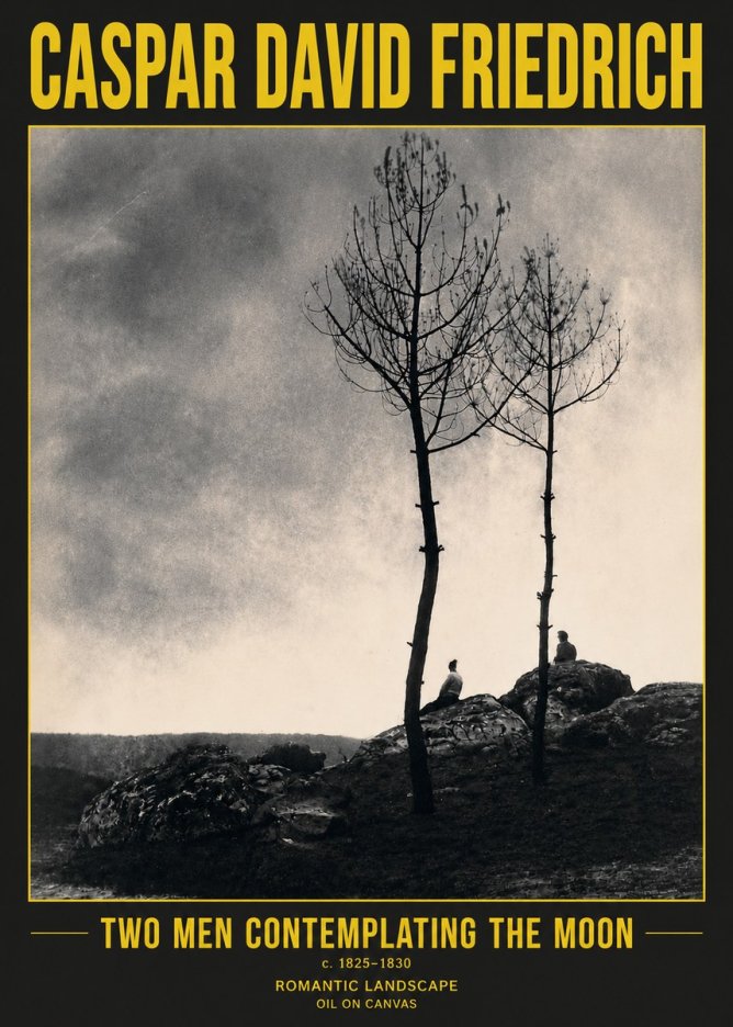 Caspar David Friedrich Two Men Contemplating the Moon III No5 - Plakát