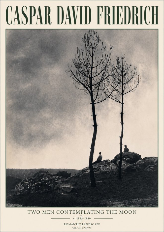 Caspar David Friedrich Two Men Contemplating the Moon III No6 - Plakát