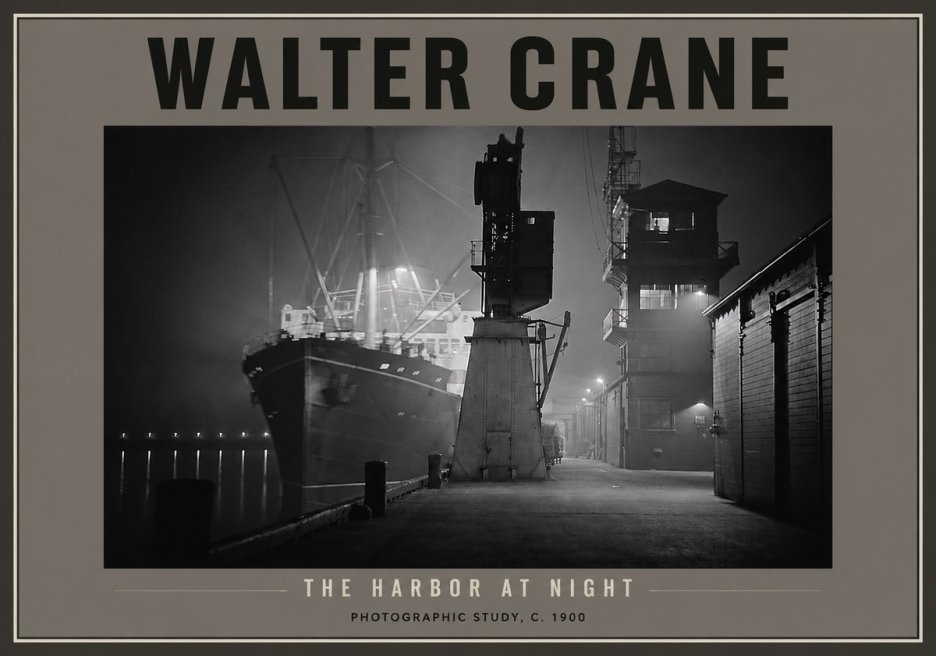 Walter Crane The Harbor at Night No4 - Plakát