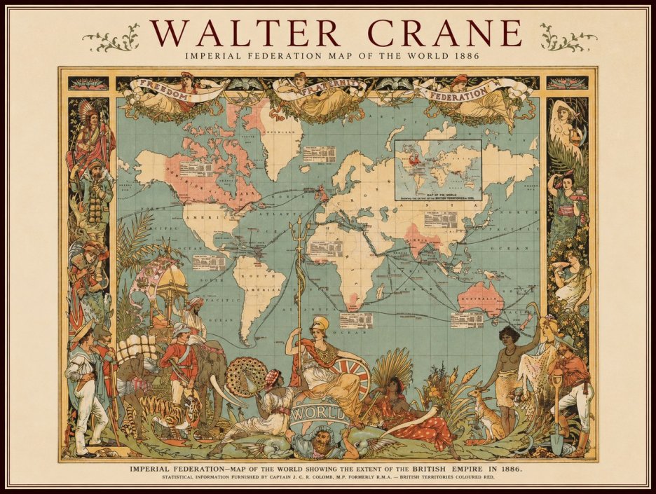 Walter Crane Imperial Federation Map of the World 1886 No1 - Plakát
