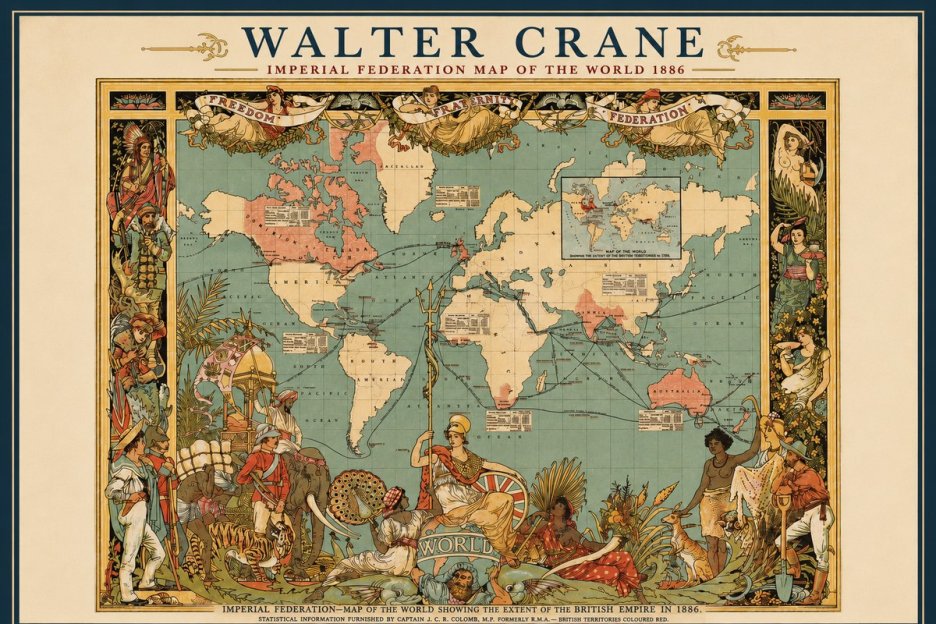 Walter Crane Imperial Federation Map of the World 1886 No2 - Plakát