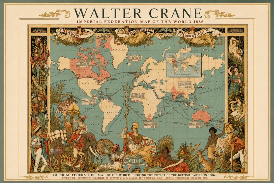 Walter Crane Imperial Federation Map of the World 1886 No5 - Plakát