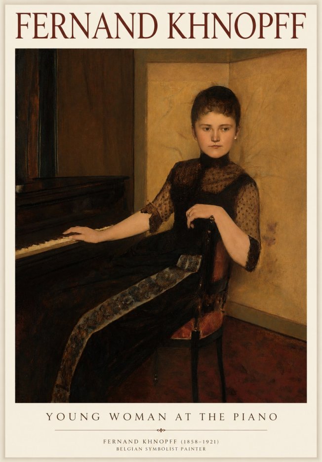 Fernand Khnopff The Piano, 1889 No4 - Plakát